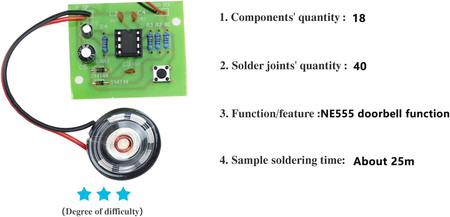 Soldering Practice Kit - DIY Electronic Doorbell Soldering Kit (Suitable for Home Installation + STEM Education), An Entry - level Electronic Production Kit for Beginners