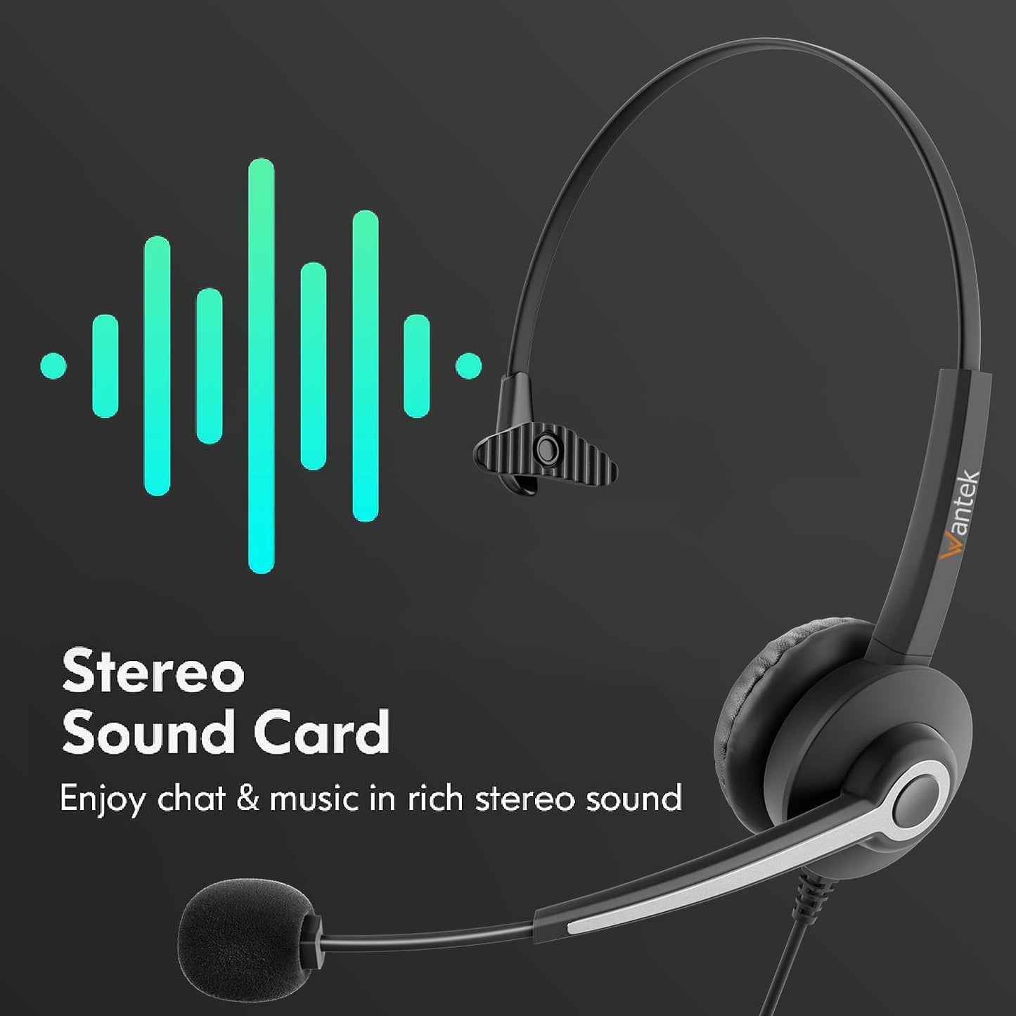 Wantek Headset with Microphone for PC Wired Headphones 3.5mm Headsets with Noise-Cancelling Microphone for Laptop - Computer Headphones with Mic in-line Control for Home