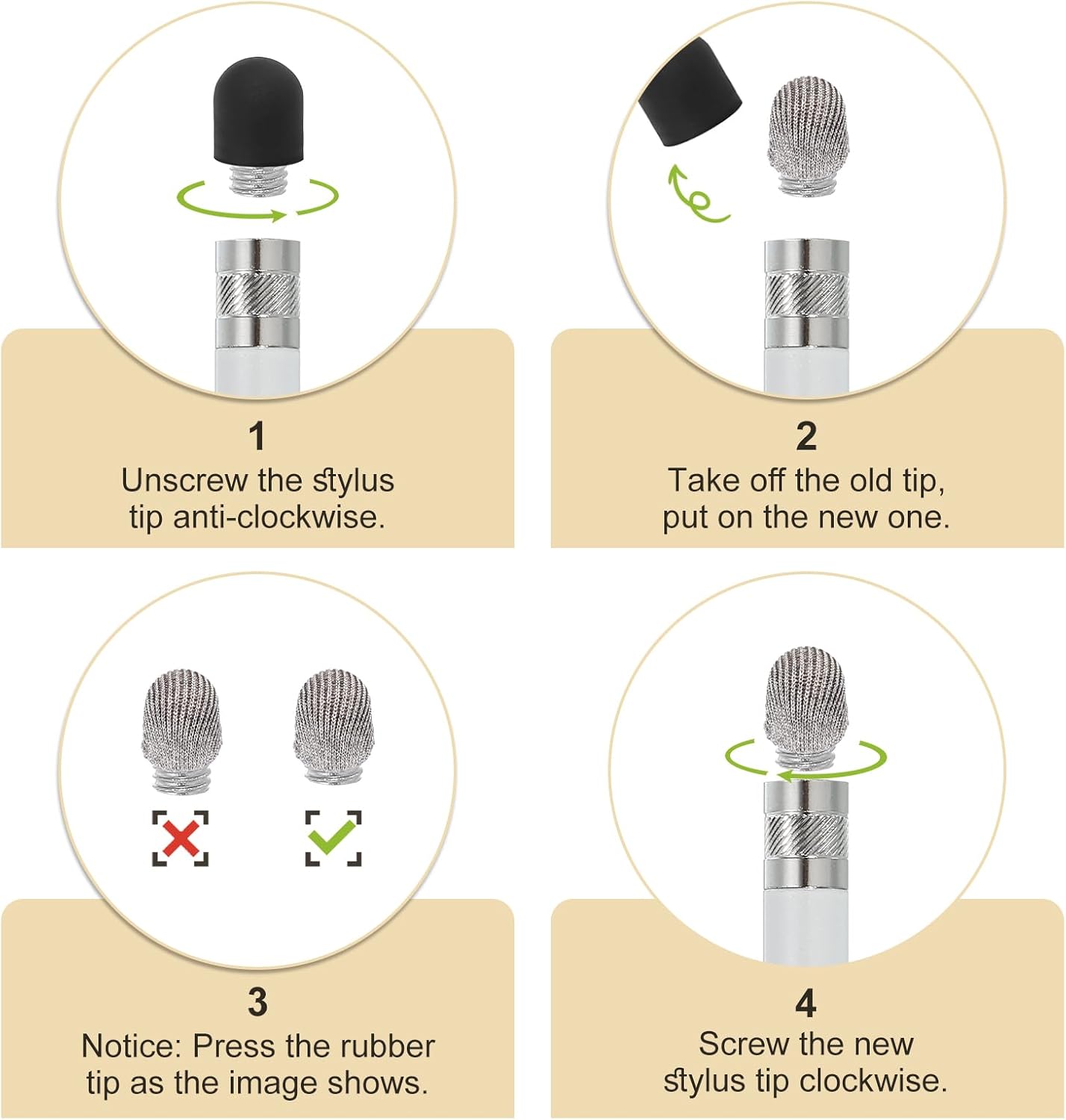 MECCANIXITY 10pcs Replacement Fiber Mesh Tips for Stylus Pens 5mm Suitable for Capacitive Touch Screen,High Sensitivity,Soft,No Scratch Screen Pen Tip