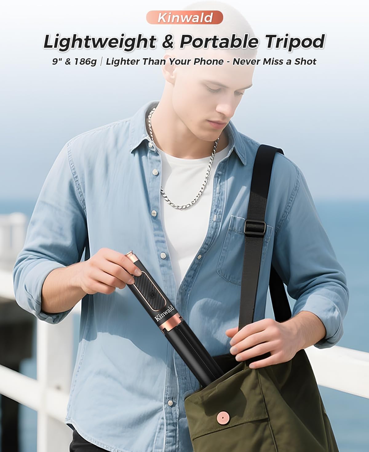 Selfie Stick Tripod for iPhone & Android, Portable Phone Tripod Stand with Bluetooth Remote, One-Click Open, Compact & Lightweight, All-in-1 for Vlog/Travel/Photography (Black)