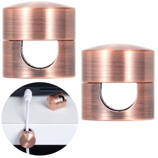 2 Sets Charger Holders for Cords, Red Bronze Color Adjustable Cable Anchor Holders, Adhesive Metal Cord Clips, Cable Management Wire Organizers for Desk, Office, Nightstand