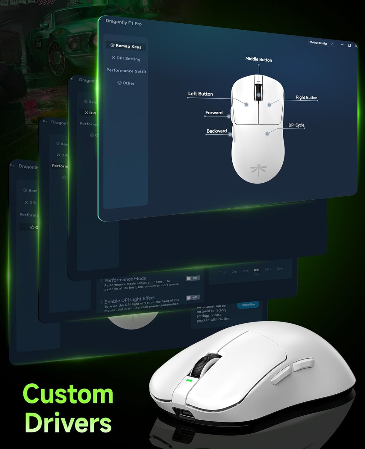 VGN F1 PRO Wireless Gaming Mouse - Ultralight 49g - Wireless & Wired Mode - 26000 Adjustable DPI - 1000Hz Polling Rate - 65 Hours Battery - Programmable Buttons - Esports Professional Grade - USB-C