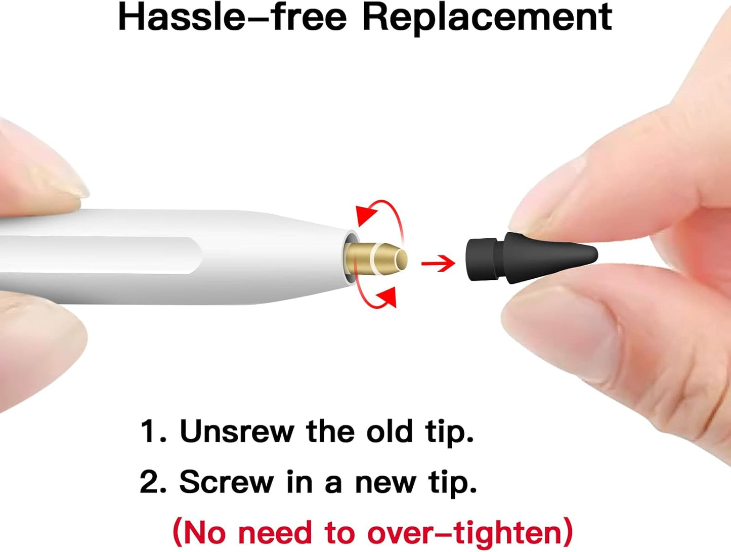 MEKO 4 Pack Replacement Tips for Apple Pencil 1st Gen & 2nd Gen, Pen Nibs for iPad Pro Pencil- Black