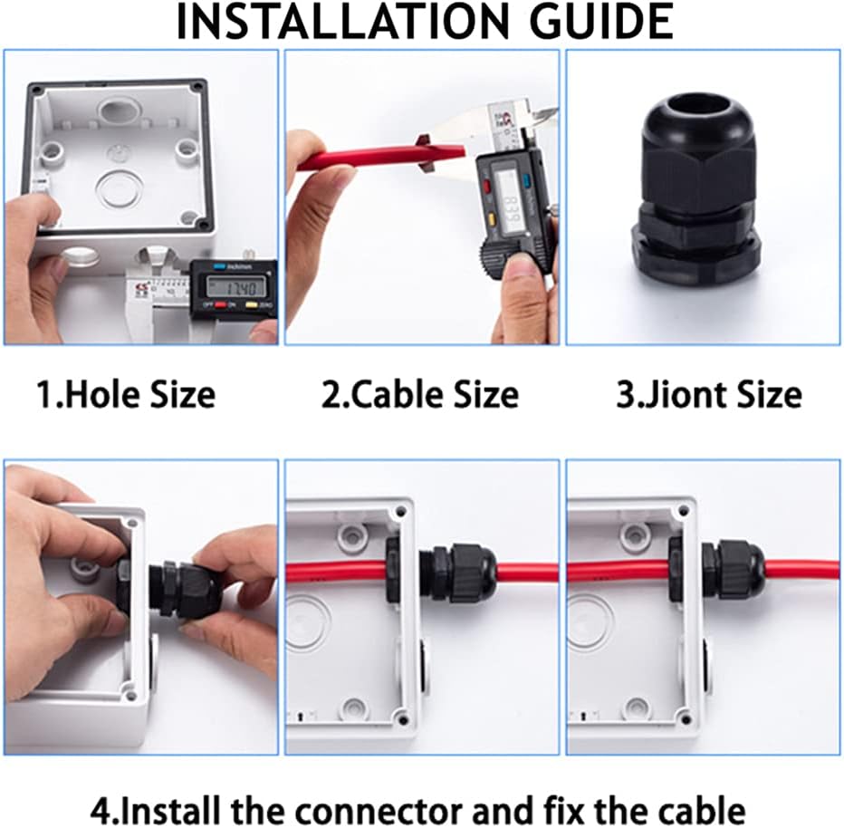 PENGLIN Cable Glands NPT Nylon Cable Connector, Strain Relief Cord Connector, IP68 Waterproof Adjustable Locknut(1/4" 1/2" 3/4" 1" Glands Combo (40Pack))