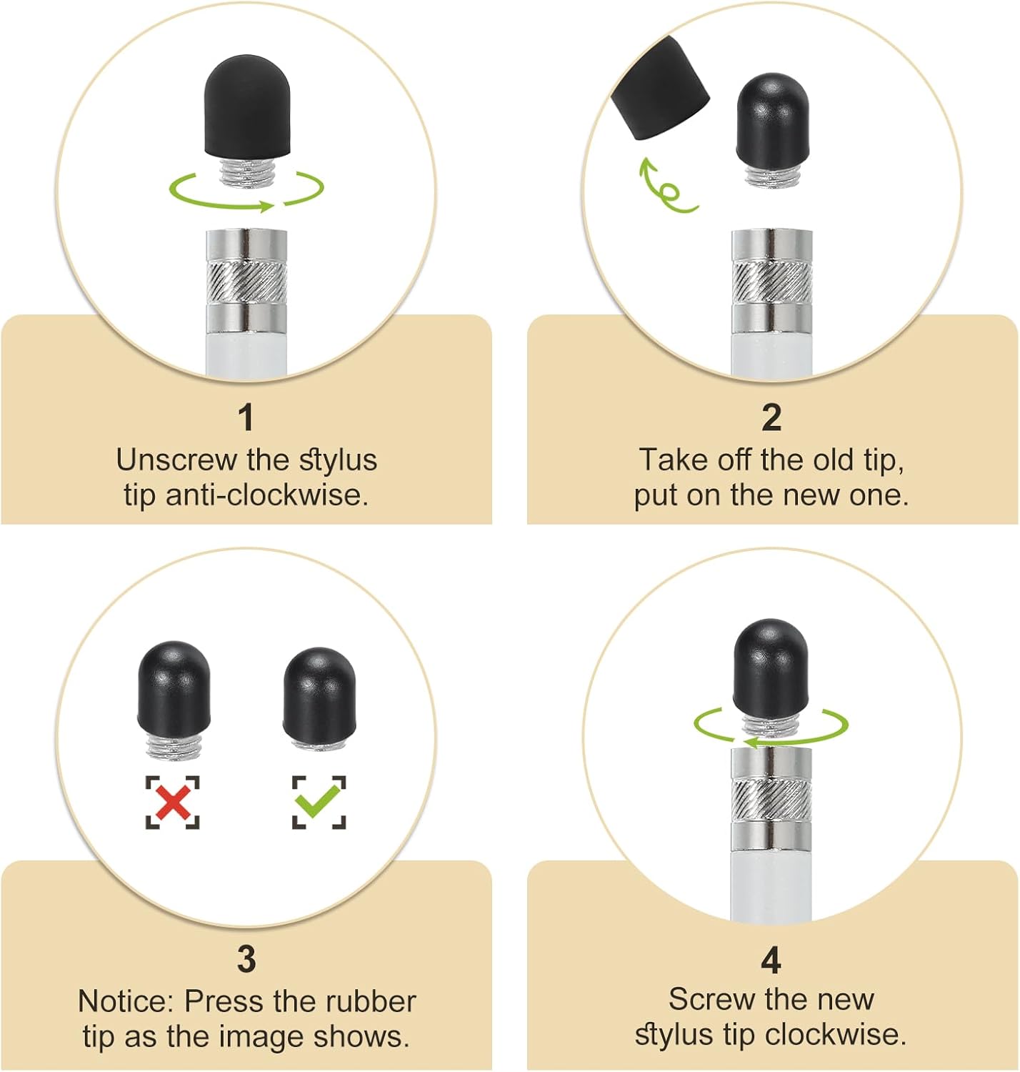 MECCANIXITY 40Pcs Replacement Stylus Pen Tips 6mm Conductive Capacitive Touch Screen Pens Tips Silicone Rubber, Black