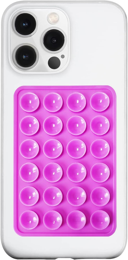 Silicone Suction Phone Case Mount, Silicon Adhesive Phone Accessory for Smartphones, Hands-Free Mirror Shower Phone Holder for Selfies, Tiktok Videos (Purple)