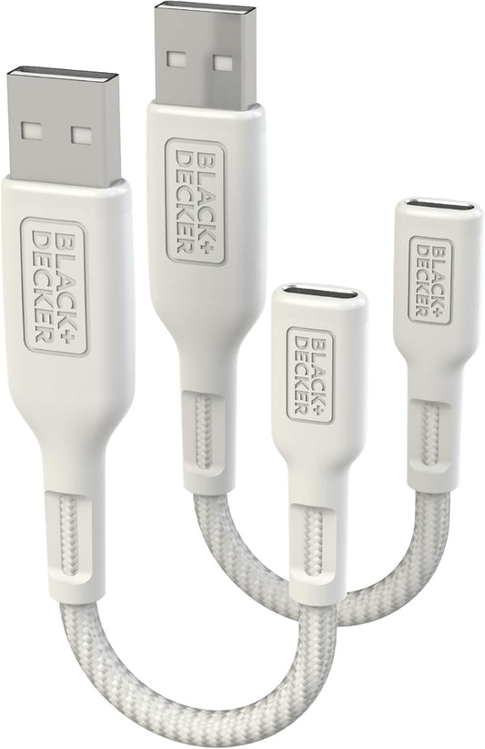 BLACK+DECKER USB C to USB Adapter [2 Pack], Type C Female to USBA Male OTG Cable USBA to USBC Adapter Apple Compatible with MacBook Pro/Air, iPhone 16/15 Series, Samsung Galaxy S24/S23/S22, White