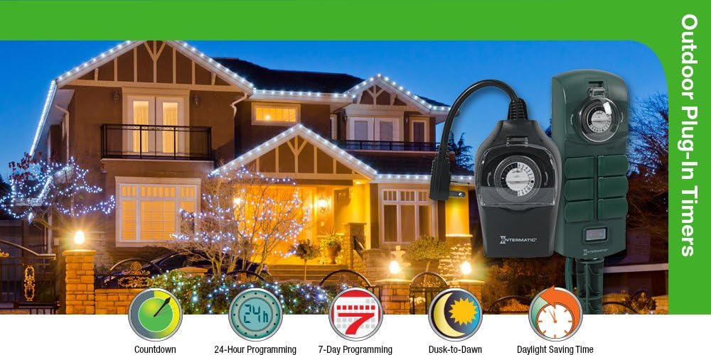Intermatic HB31K 24 Hour 15-Amp Outdoor Timer for Decorations and Lights, Weatherproof