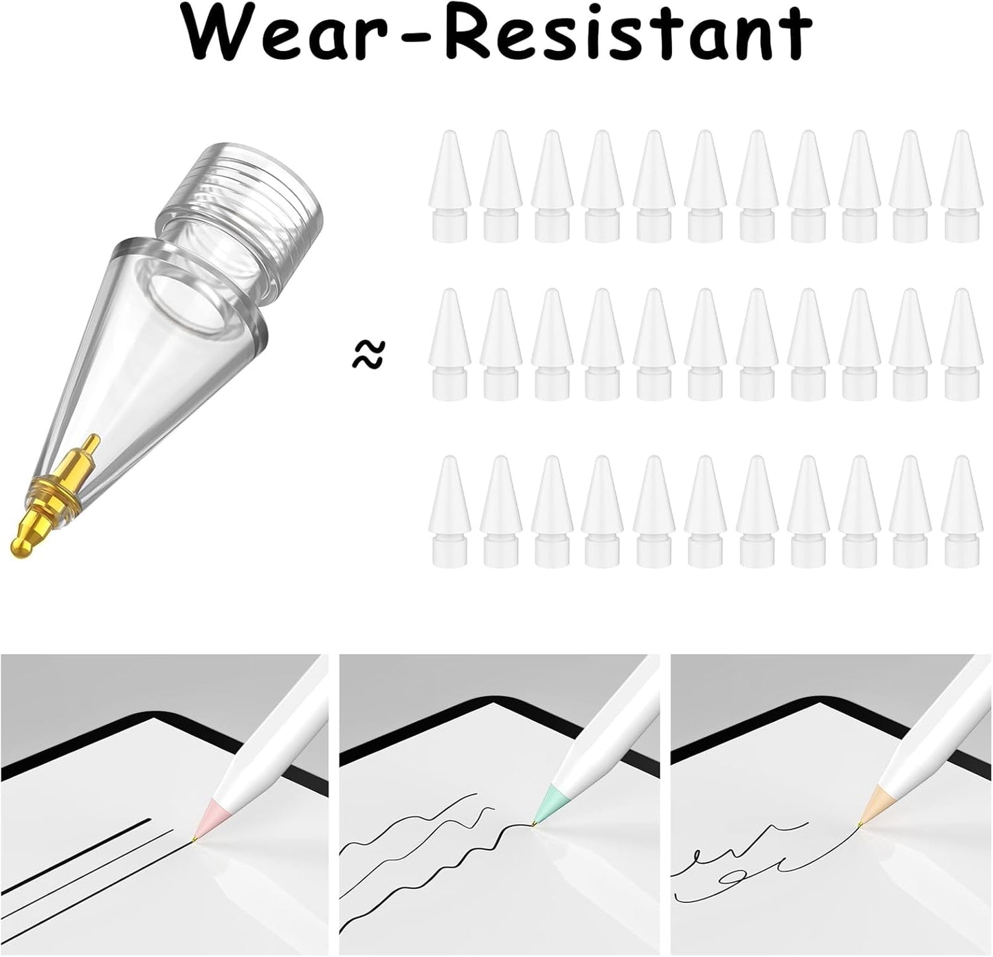 6 Pack Fine Point Replacement Tips Compatible with Apple Pencil 2nd Generation, Apple Pencil 1st Generation & Apple Pencil USB-C Colorful Nibs (Original/Pink/Green/Yellow)