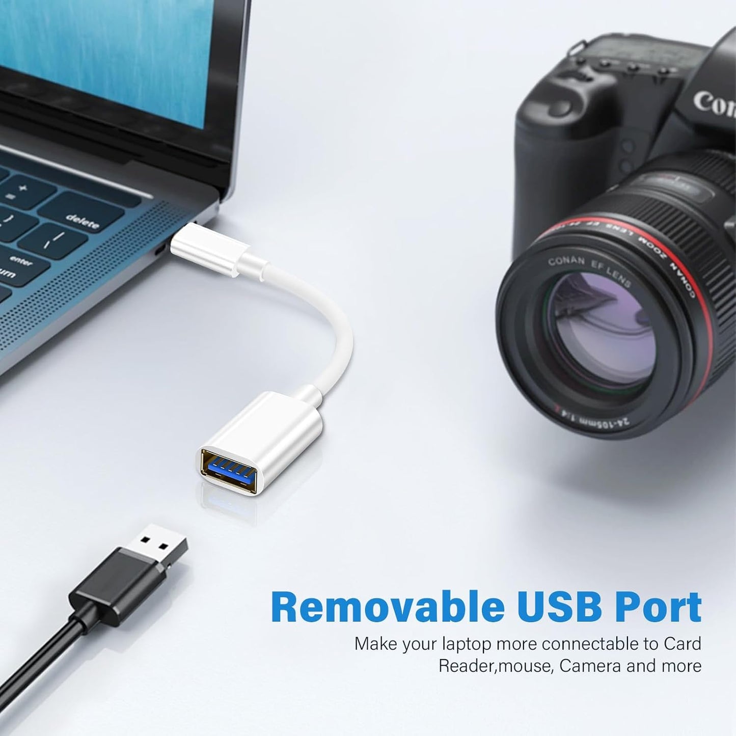 USB C Male to USB Female Adapter Cable, USB Type C to USB Adapter 2 Pack OTG Cable High Speed USB to USB C Converter Compatible with MacBook Pro/Air, iPad Pro, Samsung Notebook, Smartphone