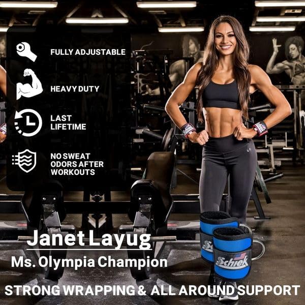 Schiek Sports 1707 Ankle Cuffs - Ideal for Glute Kickbacks and Cable Machine Workouts - Durable and Built To Last