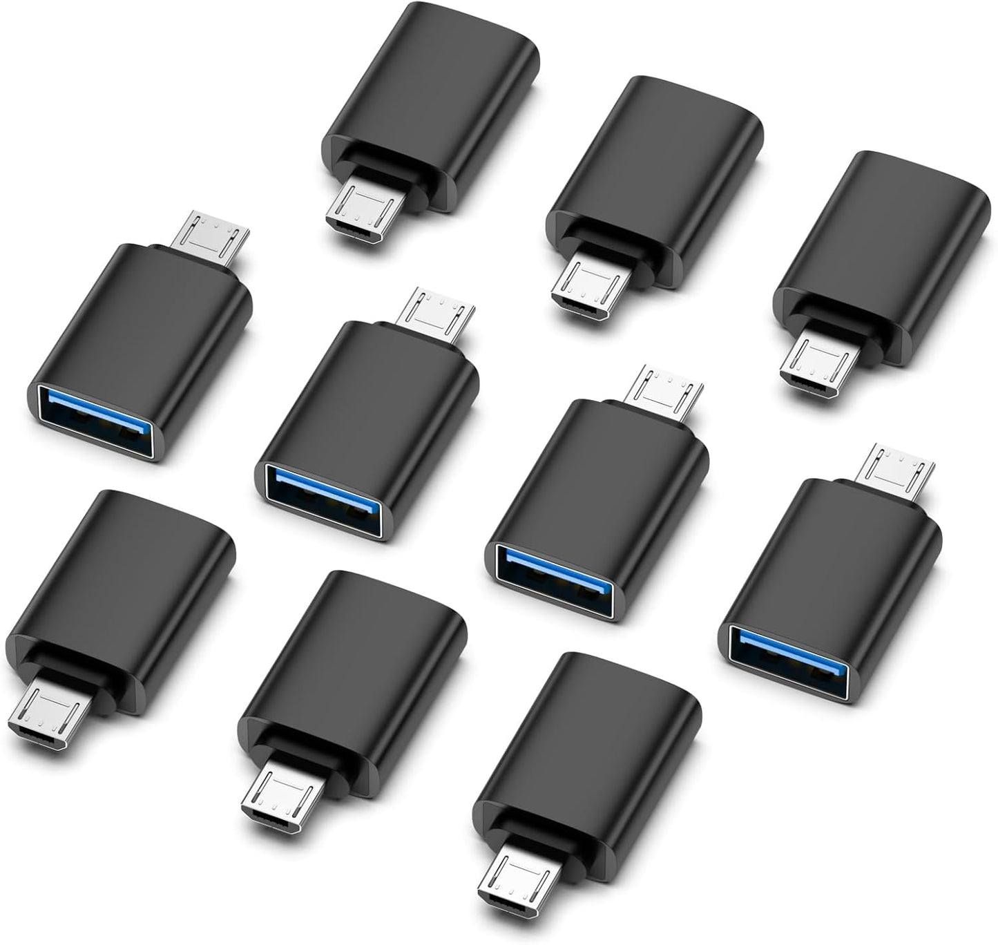 Fidioto Micro USB 2.0 OTG Adapter【10 Pack】, Micro USB to USB-A Female Adapter, The Mobile Phone is Directly Connected to The USB Flash Drive/Keyboard, Plug and Play