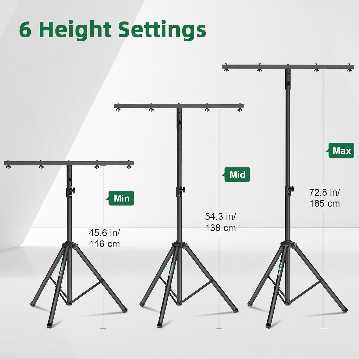 Dj Light Stand Metal T-Bar Stage Stand for Par Lights Tripod Light Stand with Crossbar Mount, Single
