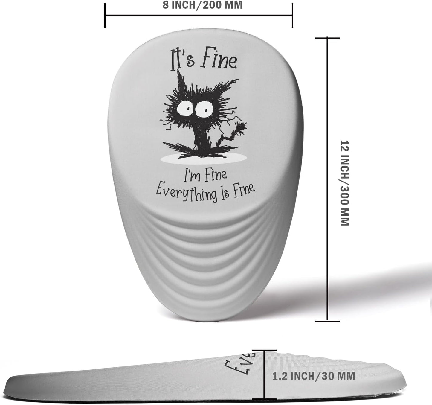 Mouse Pad, Ergonomic Mouse Pad with Wrist Rest Support and Non-Slip PU Base, Desktop Mousepad for Pain Relief, Computer, Office & Home, Grey Cat I'm Fine