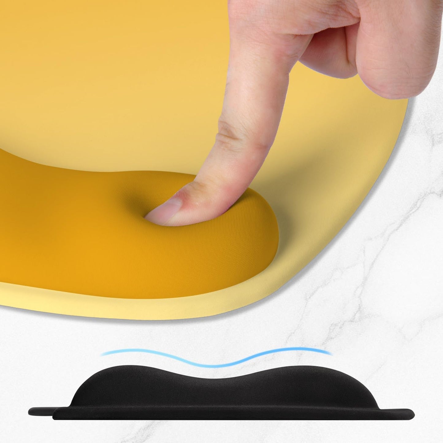 ITNRSIIET Ergonomic Mouse Pad, Cushioned Gel Wrist Rest, Non-Slip Base, Smooth Surface, Cute Multi-Color, 9.5 x 8.2 in, Yellow Gradient