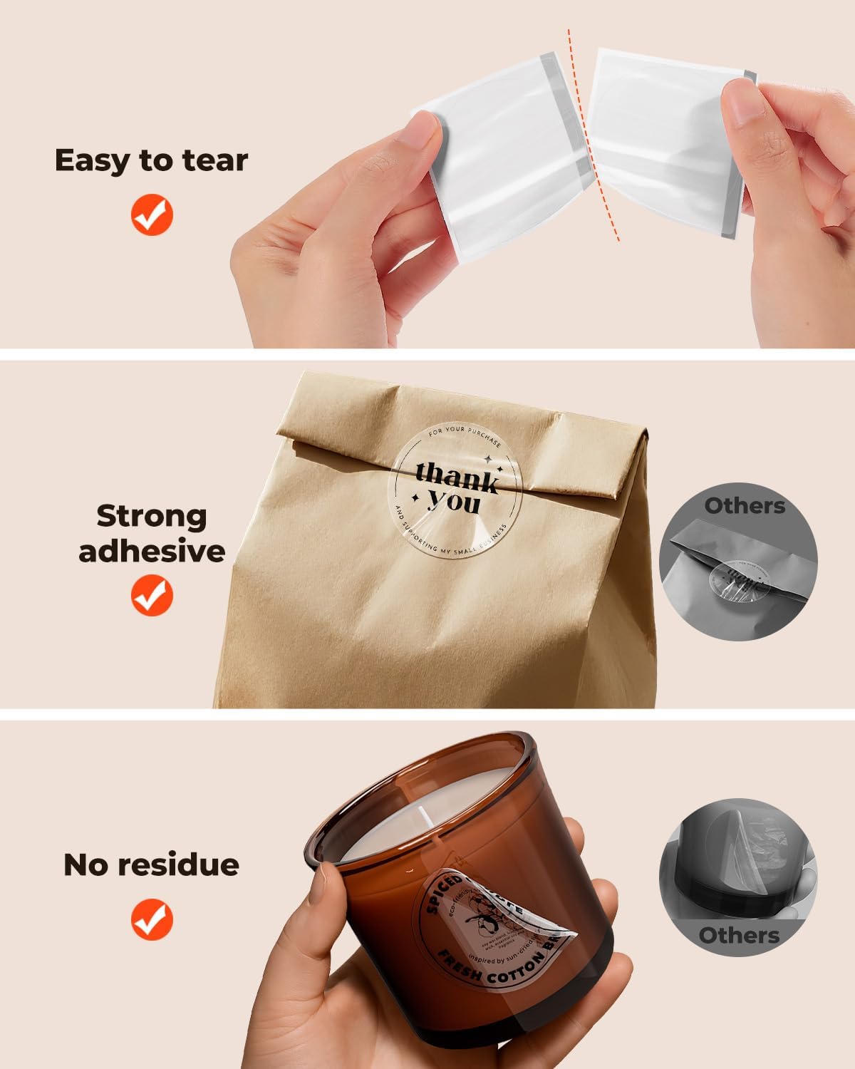 MUNBYN 2 Inch Transparent Round Thermal Label, Self-Adhesive Clear Waterproof Circle Sticker for Logo Design, Multipurpose Direct Thermal Labels, 500 Sheets/1 Roll