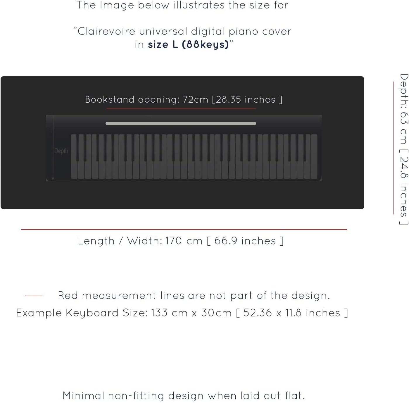 Clairevoire Piano Keyboard Dust Cover for 61 Keys to 88 Keys, Electric Pianos Cover, Digital Pianos Cloth Protection,Lightweight and Adjustable Closure,Pearl White, L - Keyboard Piano up to 61" x 21"