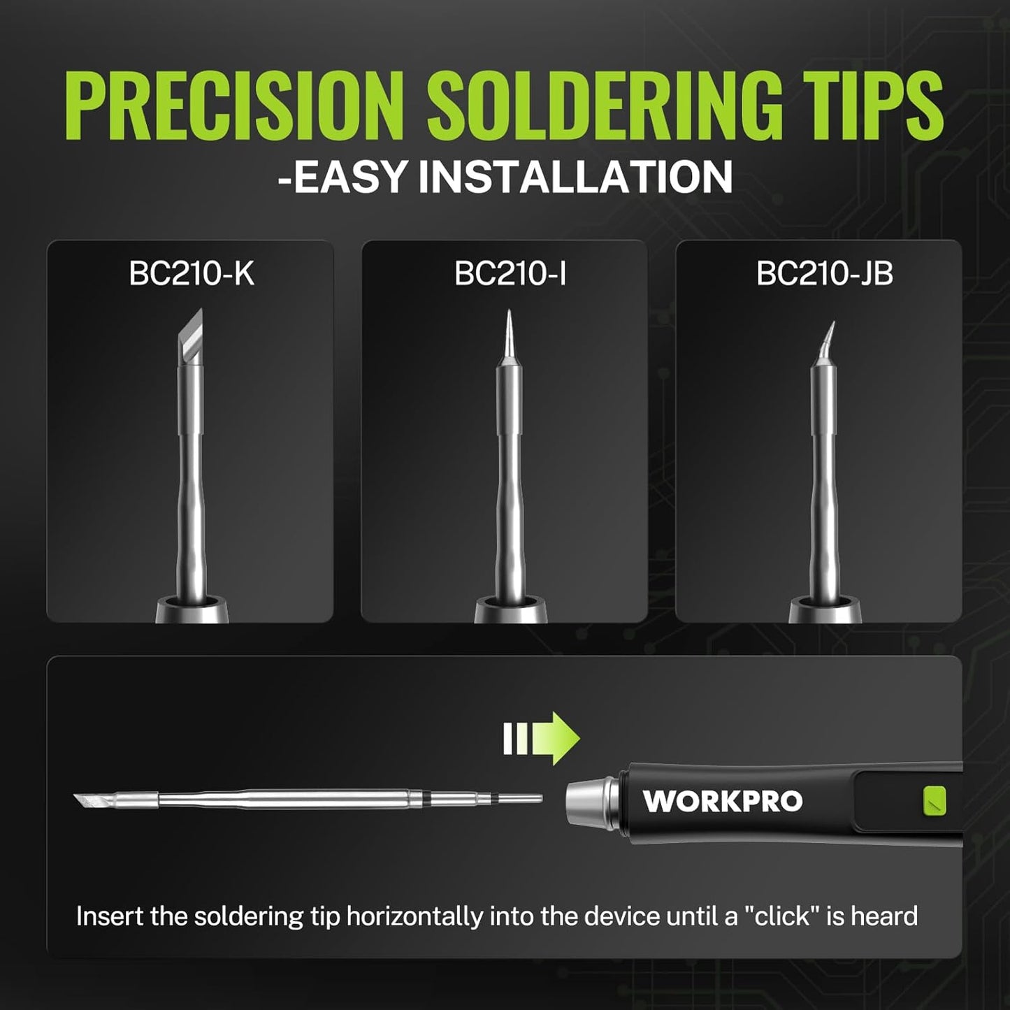 WORKPRO DC Soldering Iron Kit, Fast Heating Soldering Iron Pen with 3 Tips, Portable Lightweight Solder Iron for Electronics, Metal, DIY, Accurate Temp Control, OLED Screen Display, PD/QC Protocols