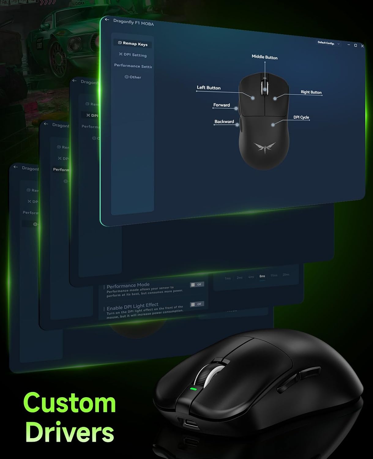 VGN F1 MOBA Wireless Gaming Mouse - Ultralight 55g - Wireless & Wired Mode - 26000 Adjustable DPI - 1000Hz Polling Rate - 200 Hours Battery - Programmable Buttons - Esports Professional Grade - USB-C