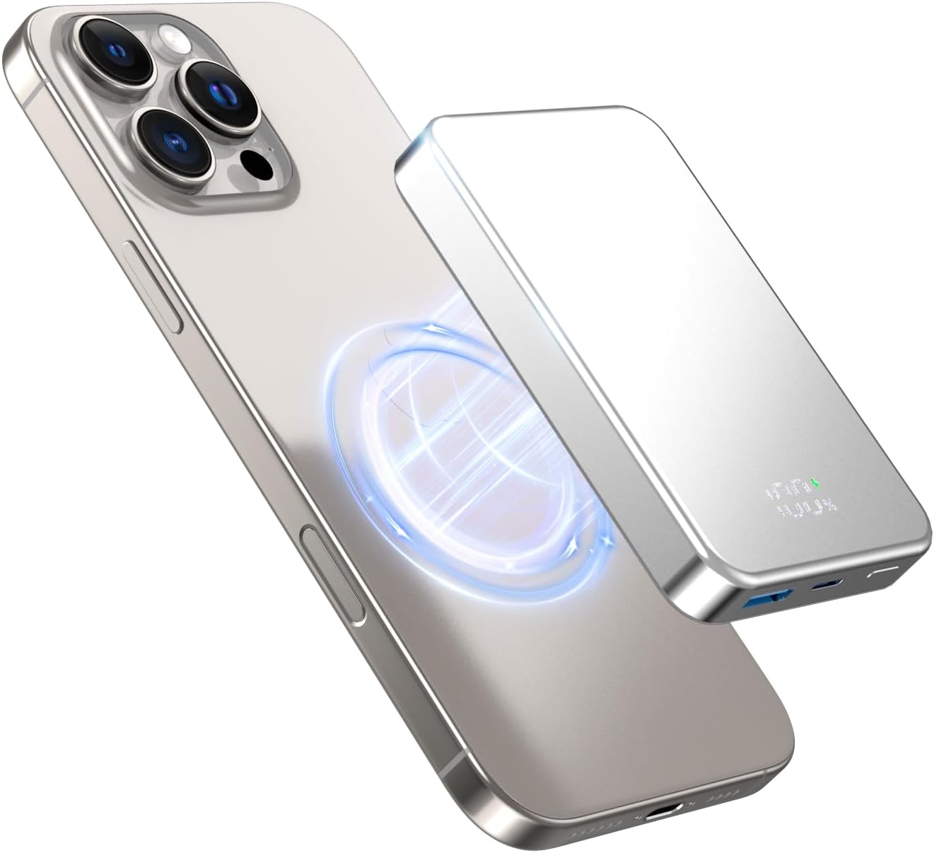 for Magsafe Portable Charger, Aluminum Alloy Small 10000mAh 20W PD Magnetic Power Bank, USB-C in&Out Wireless Battery Pack Phone Charger for iPhone 16/15/14/13/12 Plus Pro Max Series -Silvery