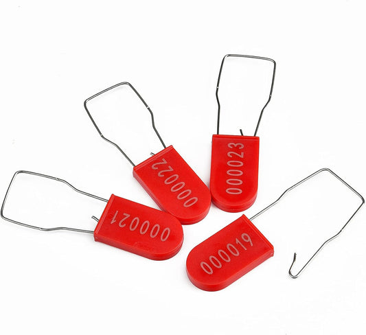 500PCS Plastic Padlock Security Seals Metal Wire Padlocks Electric Meter Seal Disposable Anti-Tamper Lock Numbered Anti Tamper Tag Hasps Red