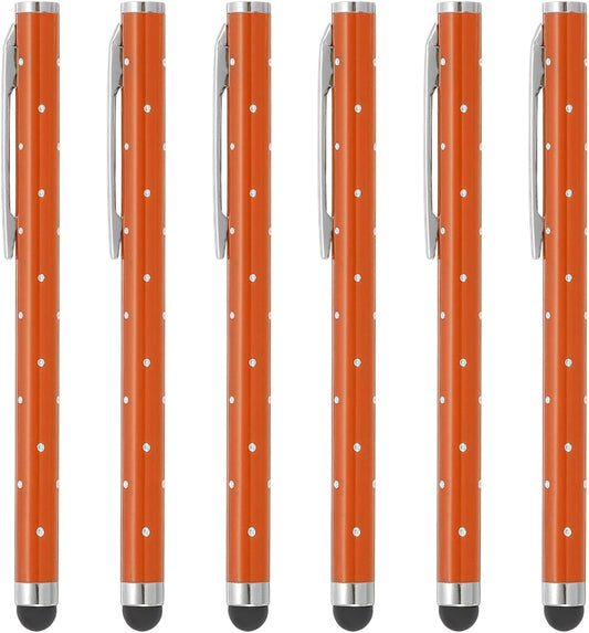 PATIKIL Stylus Pens for Touch Screens, 6 Pcs High Precision Universal Bling Stylus Crystal Metal Capacitive Pen for Touch Screen Devices Phone Tablets Laptop, Orange