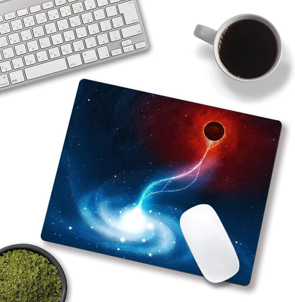 Cool Galaxy Mouse Pad, Black Holes Engulf Galaxies Square Mouse Pad Non-Slip Rubber Base Gaming MousePads for Computers Laptop Office, 9.5"x7.9"x0.12" Inch( 240mm x 200mm x 3mm)