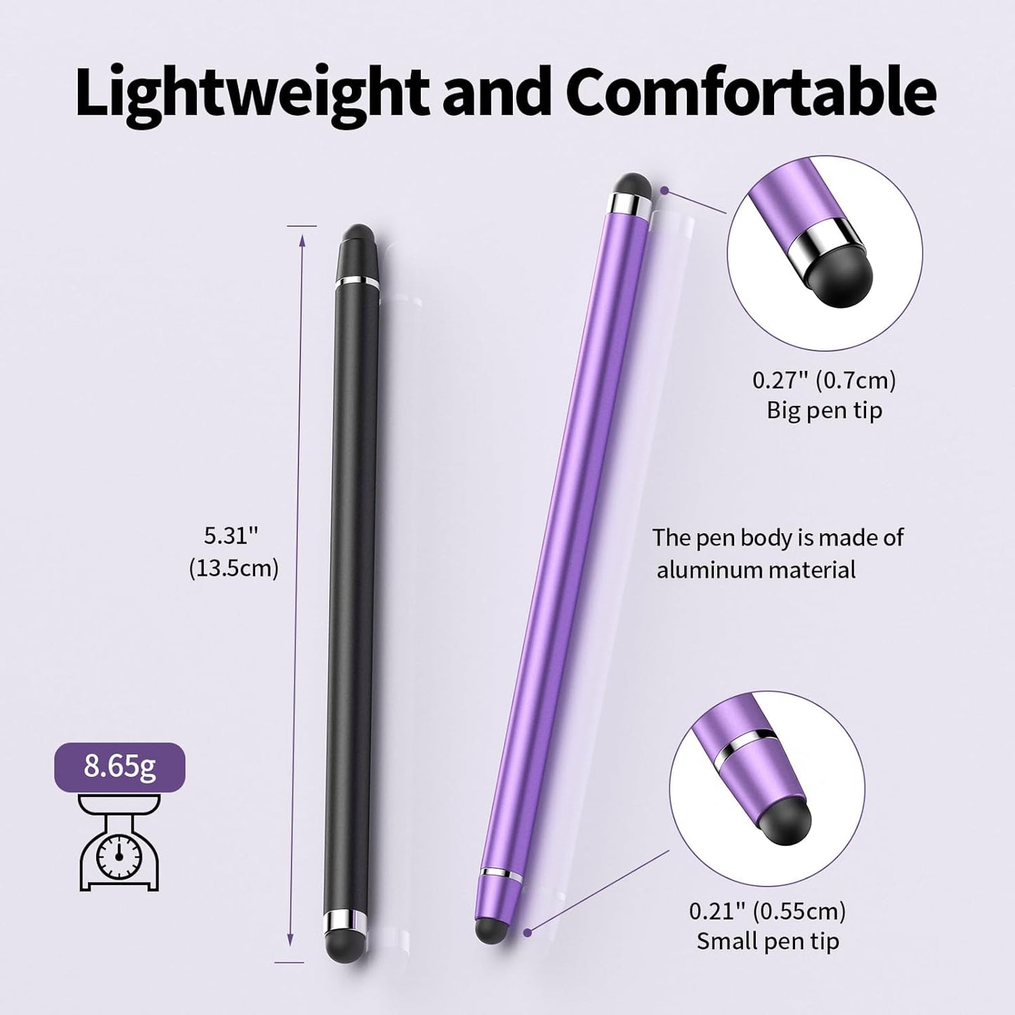 Stylus Pen for Touchscreen,2 in 1 High Precision and Sensitivity Stylus,Stylus Pen for iPad/iPhone/Android/Samsung Smartphone and Tablets,Compatible with All Touch Screens(10 Colors Stylus)