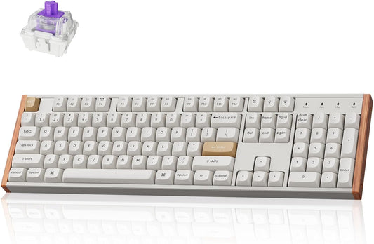 Keychron K10 HE Hall Effect Keyboard Wireless, Magnetic Switch Hot Swappable, Adjustable Actuation Rapid Trigger Mode with Aluminum + Wood Frame, Full-Size Custom RGB for Mac Windows Linux - White