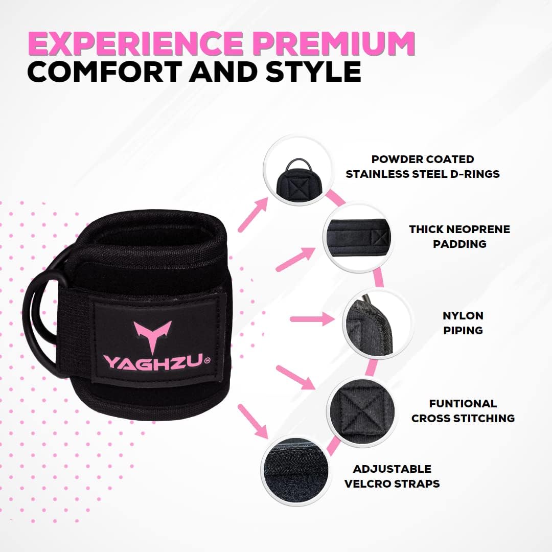Ankle Straps for Cable Machines Women - Adjustable Gym Ankle Strap for Cable Machine, Neoprene Padded Cable Straps, Durable Leg Strap with Cable Cuff, Glute Kickback Ankle Strap with D Rings