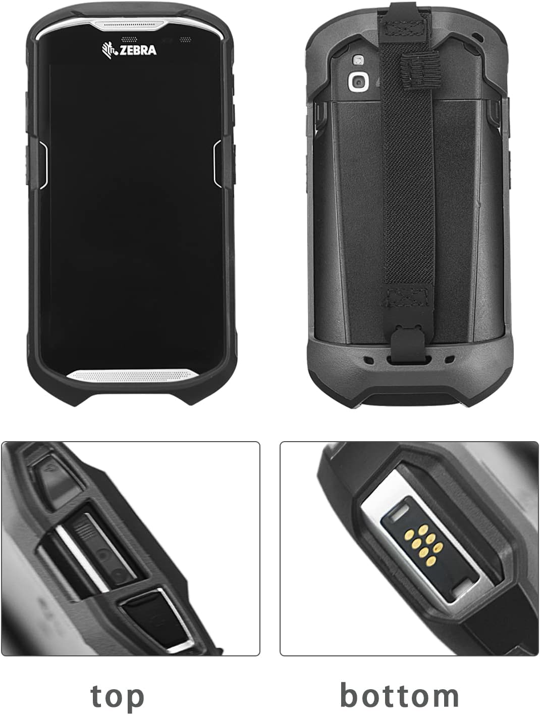 Protective Cover Bumper Case Rugged Boot with Hand Strap for Zebra TC51 TC510K TC52 TC56 TC57,Slim TPU Scanner Cover,Barcode Touch Mobile Computer Accessories (Black)