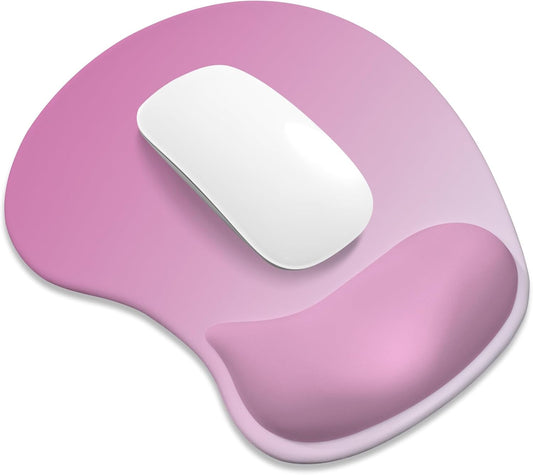 ITNRSIIET Ergonomic Mouse Pad, Cushioned Gel Wrist Rest, Non-Slip Base, Smooth Surface, Compatible with All Mice for Office & Gaming, Desk Accessory, 9.5 x 8.2 inch, Soft Pink Gradient