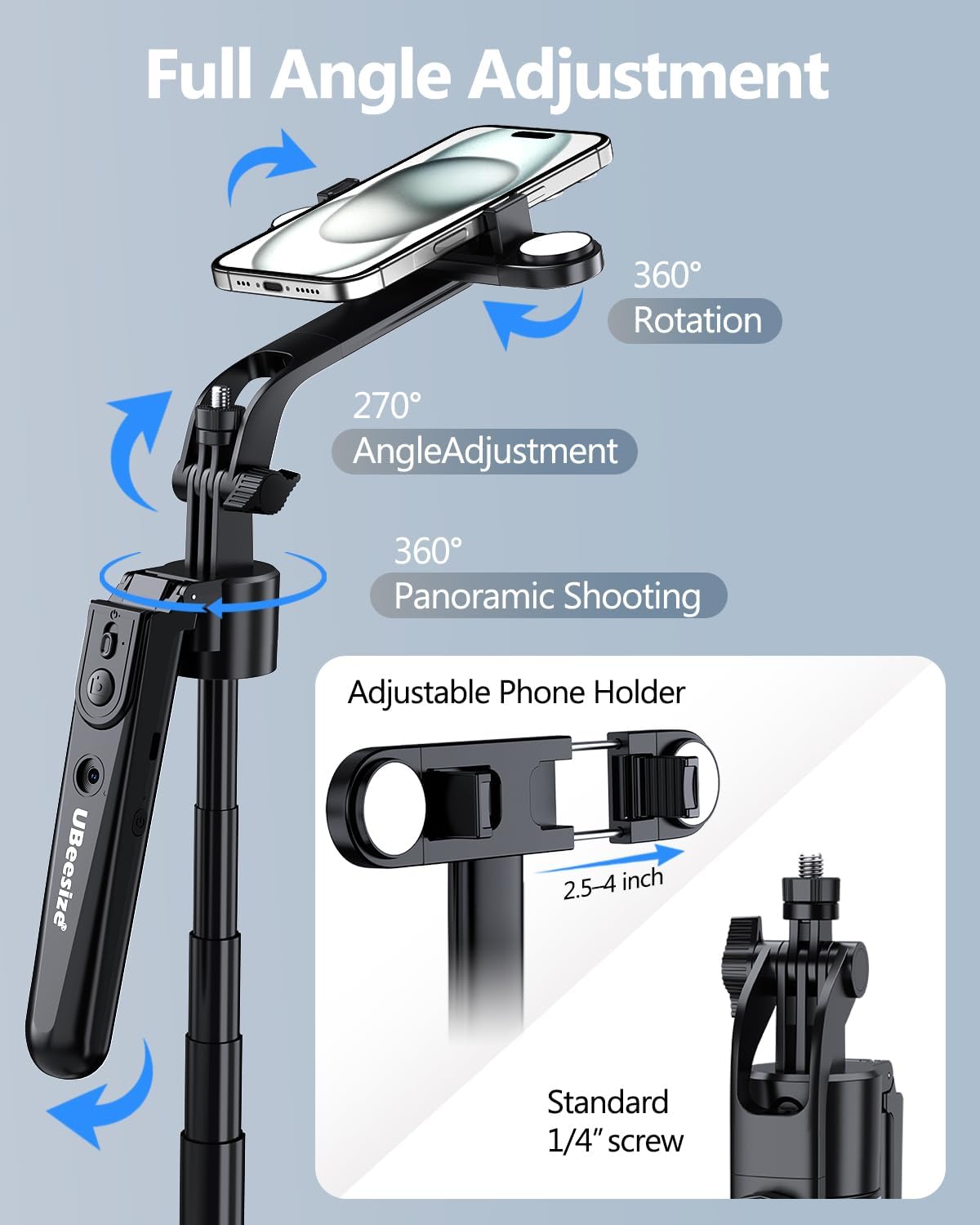 UBeesize 70'' Auto Face Tracking Tripod 360° Rotation with Stand, Phone Tripod with Fill Light, Selfie Stick & Phone Stand for Recording, Vlog/Live Stream/Video/TikTok, Compatible with iPhone/Android