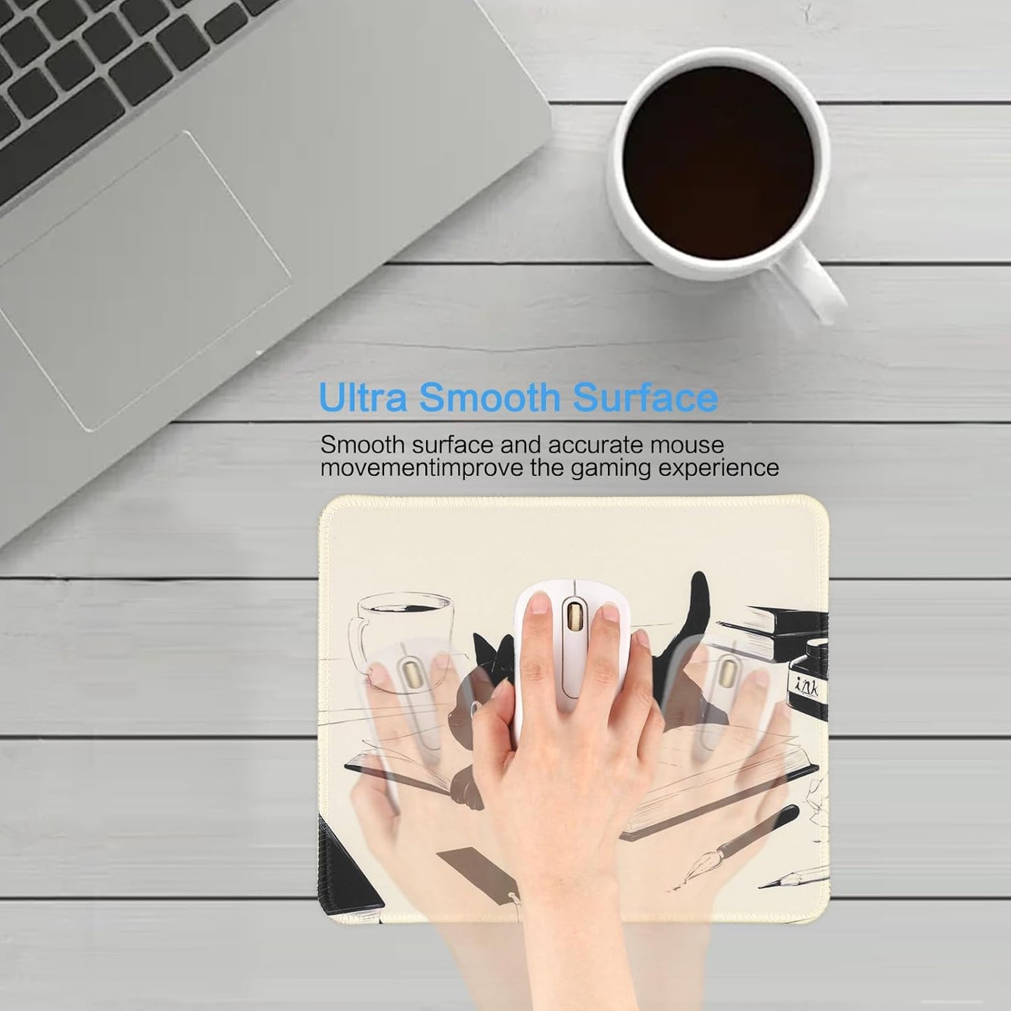 Funny Mouse pad Square Cute Mouse Mat for Wireless Mouse Small Office Computer Mousepad for Desk Mat Laptop with Non-Slip Rubber Base (Cats)