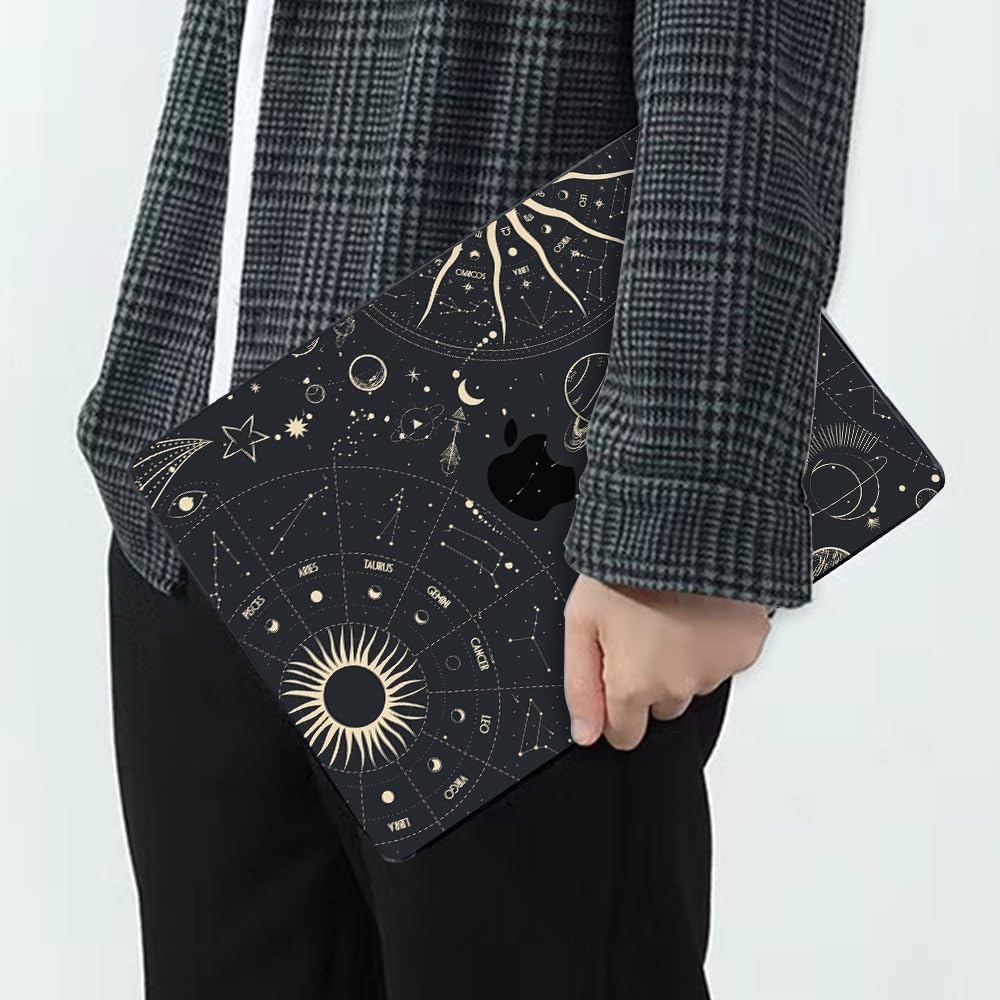 for 2025 MacBook Air 13.6 Inch Case M4 A3240 M3 A3113 M2 A2681 2022 2023 2024 Release, Printed Pattern Plastic Hard Shell Case Keyboard Cover for Mac 13 Air M4 Chip Touch ID, Constellation