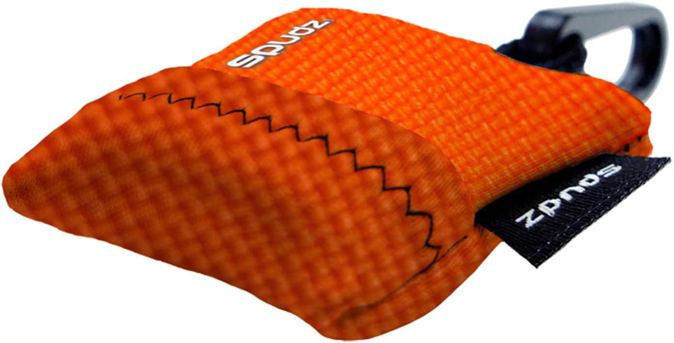 SPUDZ Ultra Microfiber Lens Cleaner – Closable Pouch, Clip-On, Washable – for Optics, Scopes, Glasses | Blaze Orange, 10 x 10 Inch