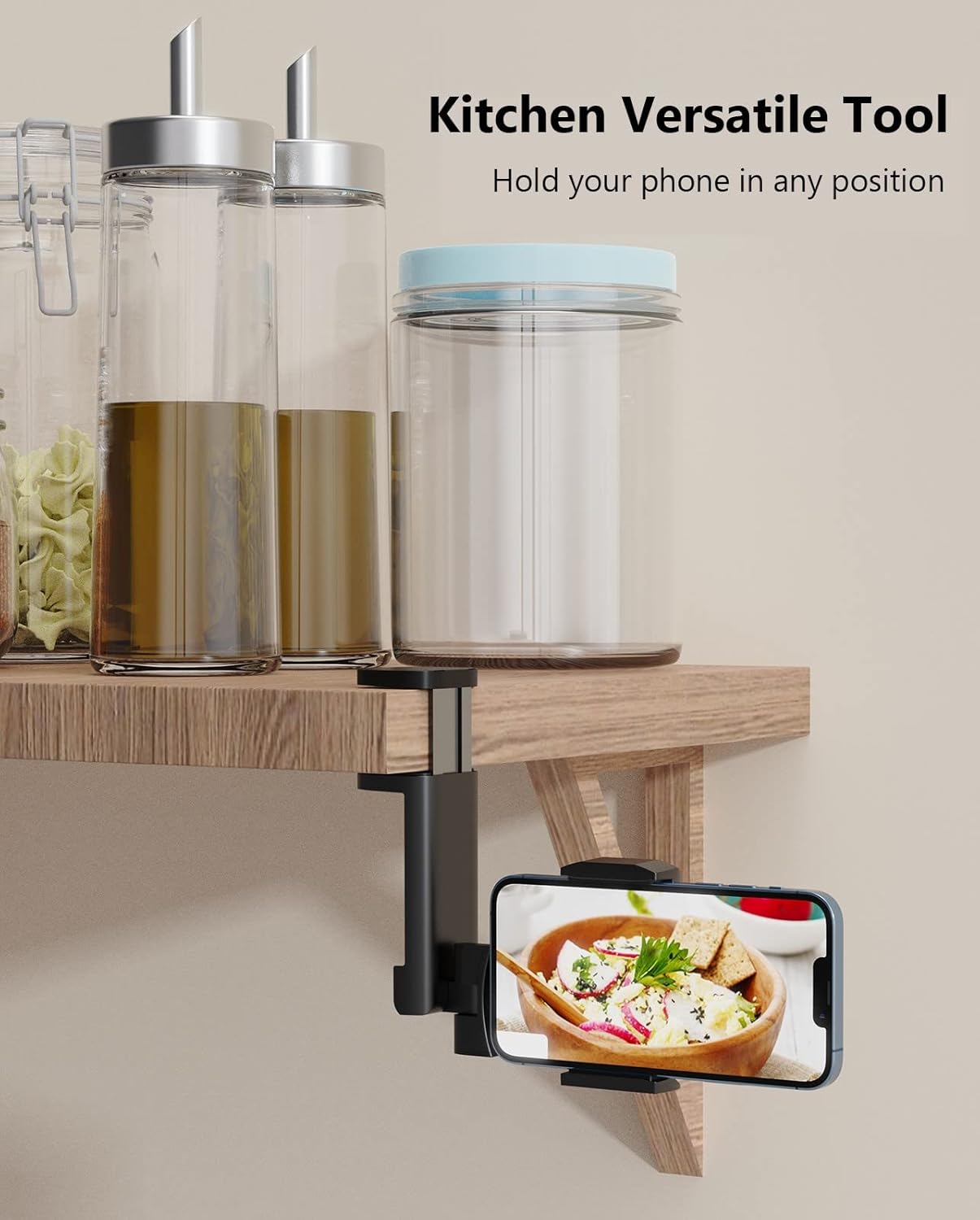 MiiKARE Airplane Travel Essentials Phone Holder, Universal Handsfree Phone Mount for Flying with 360 Degree Rotation, Accessory for Airplane, Travel Must Haves Phone Stand for Desk, Black&Black&Black