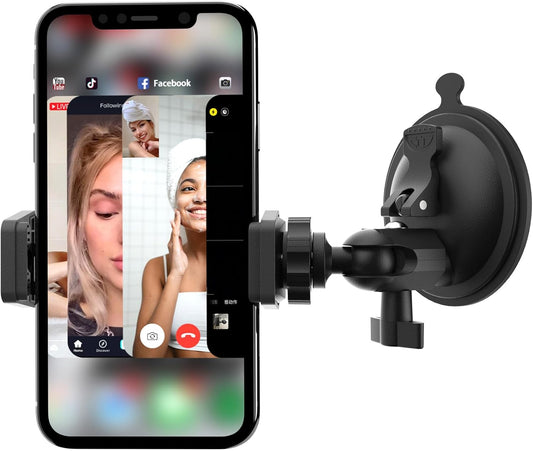 Shower Mirror Phone Holder, Suction Cup Mirror Phone Mount for Shower Mirror Bathroom Glass Kitchen Tile, TikTok YouTube Instagram Make Up Vlog Video Content Creator Essentials