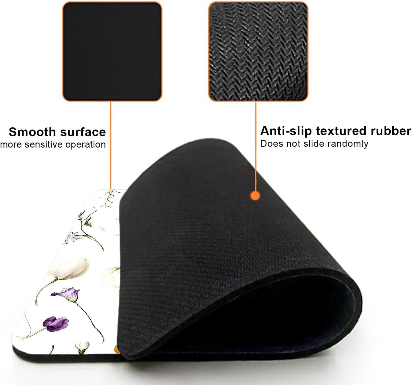 Mouse Pad, Abstract Wildflowers Flower Mouse Pads for Desk, 9.5" x 7.9" Non-Slip Rubber Base Computer Mousepad with Women, Portable Square Design for Wireless Mouse and Pad Laptop Office & Travel