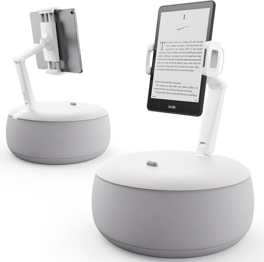 SAIJI Kindle Holder Pillow, Tablet Holder Compatible with 4.7-15.6” Kindle, Phone, Ipad, 360° Adjustable Tablet Stand for Bed with Flexible Dual Axis Arm & Microbead Cushion (Gray)