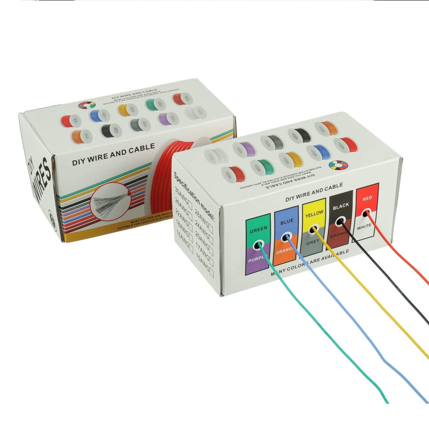 BOJACK 26 AWG Flexible Silicone Wire Electric Wire Hook up Wire Kit 300V Cables with Plus 20 φ3mm Heat Shrink Tubings and a Mini Wire Stripper(5 Colors 32.81Ft Each Color, 26AWG)