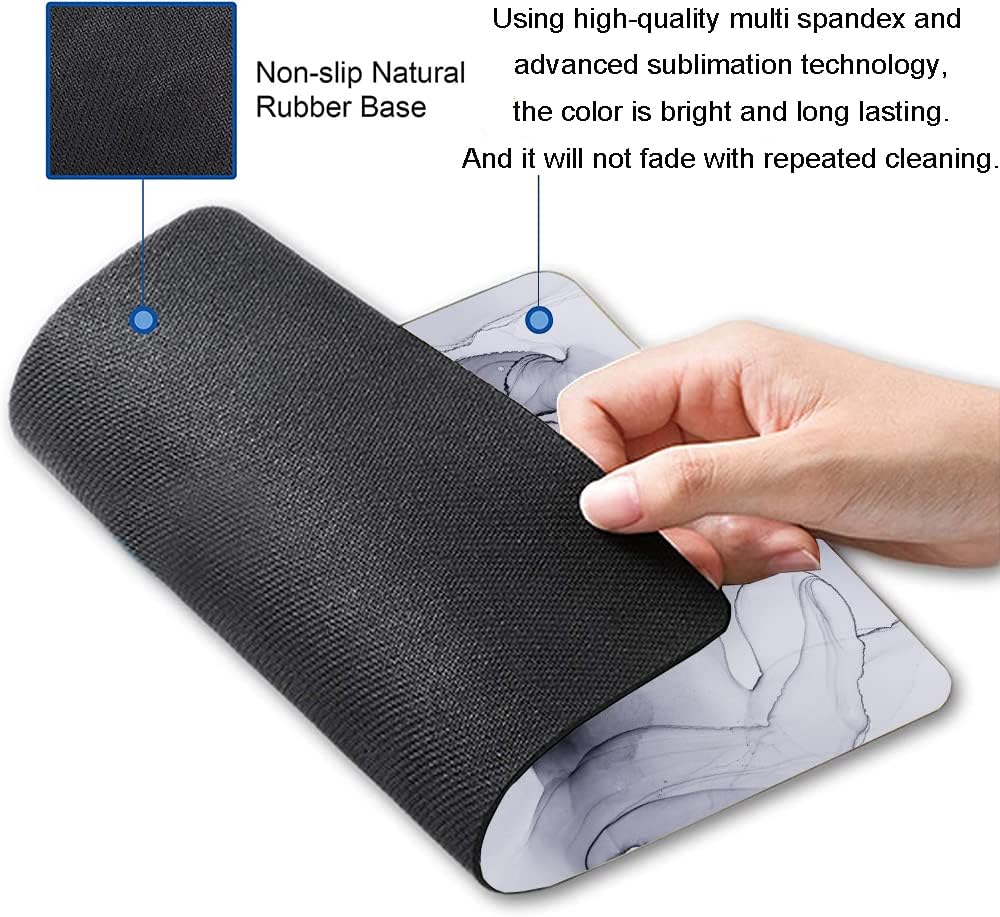 Hokafenle Gray Gold Black Marble Mouse Pad, Gaming Mouse Mat with Custom Design, Non-Slip Rubber Base Mousepad, Waterproof Office Mouse Pads, Desktop White Ink Marble 9.5 x 7.9 Inch