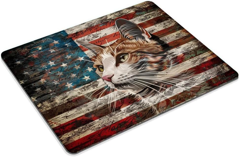 Square Mouse Pad Colorful Cat and National Flag-3,Gaming Mouse Pads for Desk,Soft Computer Waterproof Non-Slip Mouse Mat