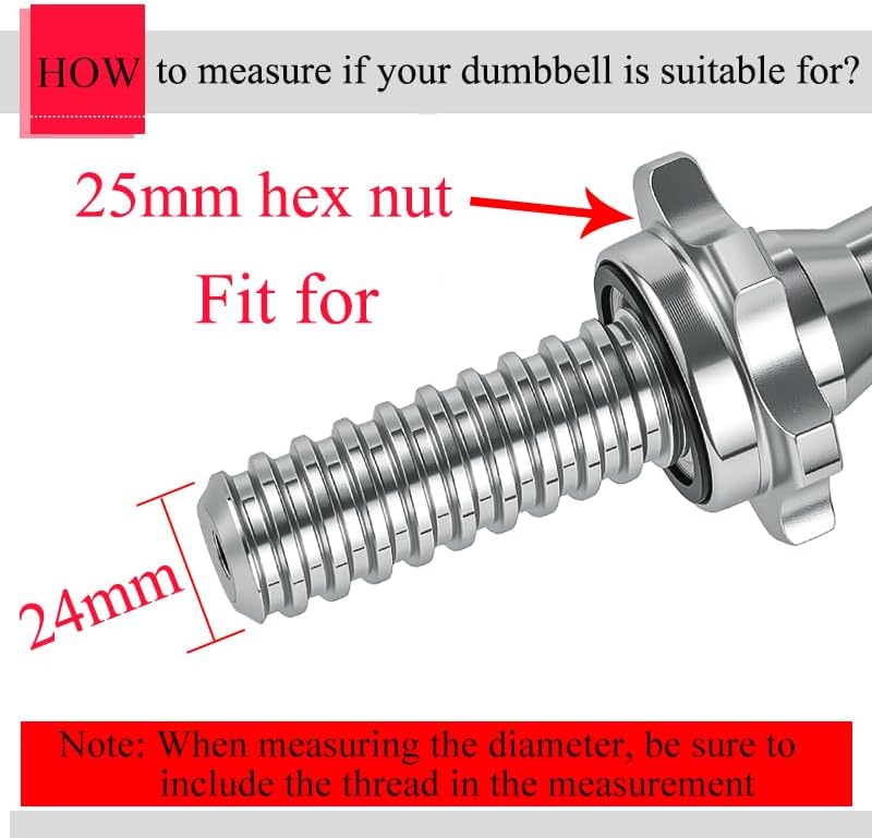 Lamoutor 2Pcs Anti-Slip Hex Nut Collar Screw for Barbell Dumbbell Weight Lifting
