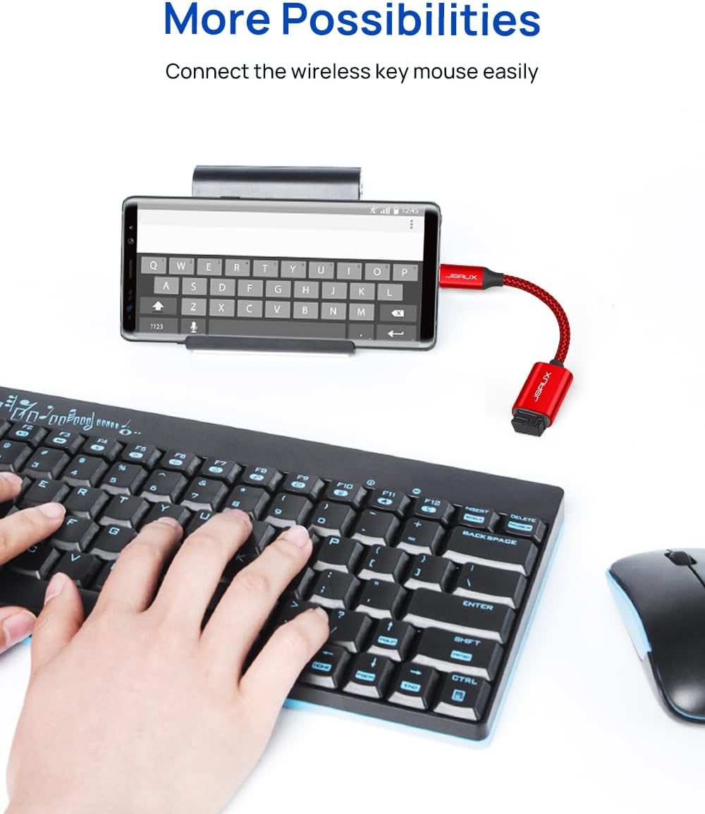 JSAUX USB C to USB 3.0 Adapter [2 Pack], Type C Male to USB Female OTG Cable Compatible with MacBook Pro/Air, iPhone 16 Pro Max/16 Plus/16e/16/15, Samsung Galaxy S25/S24/S23S/22-Red