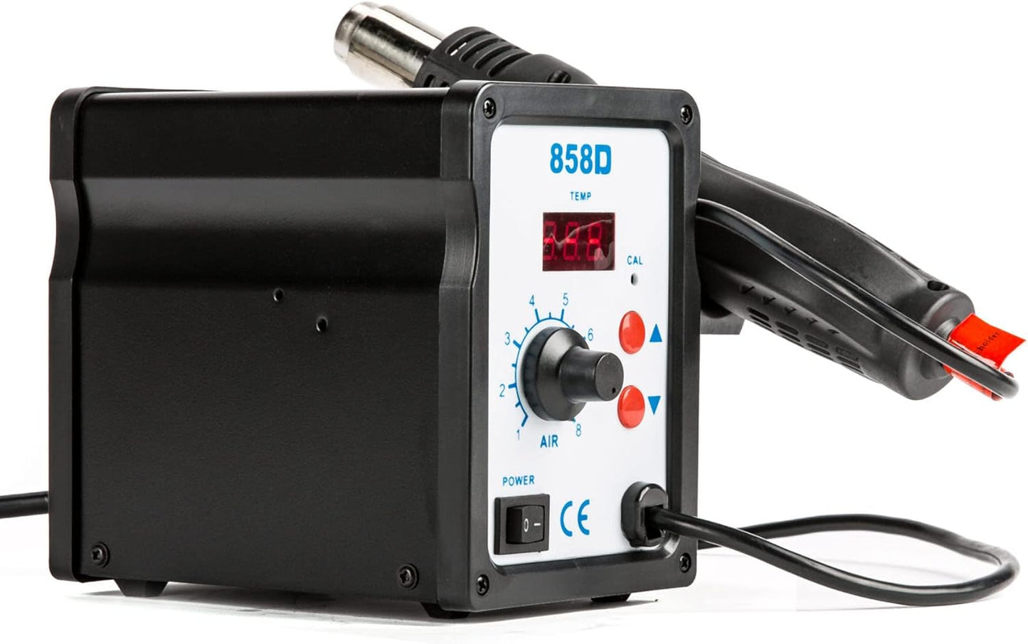 CREWORKS 858D Rework Station, 110V SMD Soldering Rework Station with Hot Air Heat Gun Set, LED Digital Temperature Display Screen Electric Desoldering Welding Iron Kit for Electronics Repairing