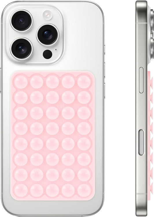 Silicone Suction Phone Case Mount, Non Slip Suction Cup Phone Mount, Phone Accessories Holder for Selfies and Videos, Silicon Adhesive Phone Stand Sticky for Cell Phone Light Pink