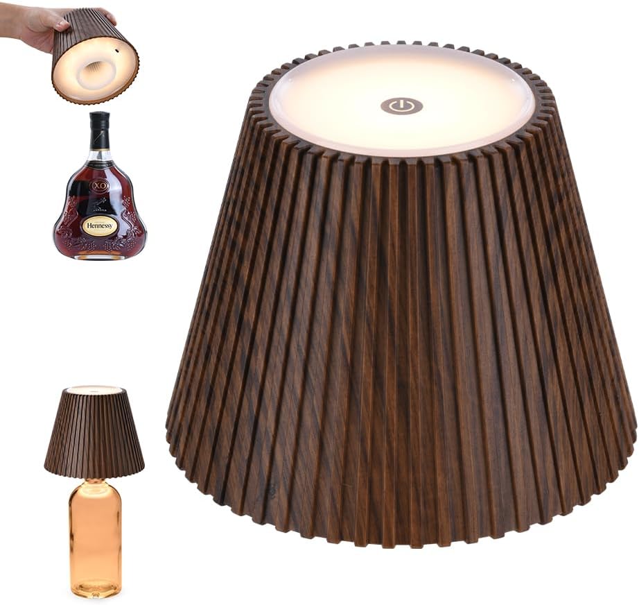 WILIT Wireless Bottle Lamp Shades, 3-Level Brightness Wine Bottle Lights for Liquor Bottles,Cordless Battery Operated Lamp for Living Room, Home Bar Decor, Gifts for Mom Women Men