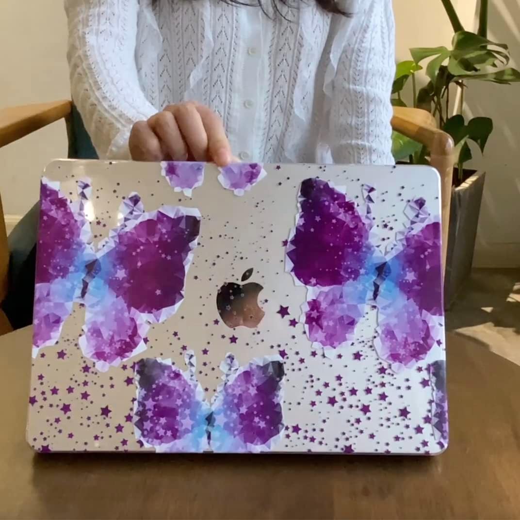 MEEgoodo Case for M4/M3/M2 MacBook Air 13.6 inch Case 2025 2024 2022, Fit Model A3240/A3113/A2681, Laptop Hard Shell with Keyboard Cover Compatible with MacBook Air 13 inch, Purple Butterfly