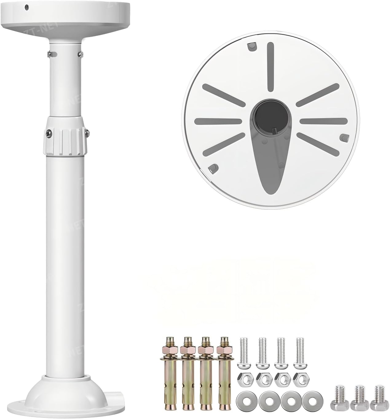 ZT-NET Extendable Pole Mount for Security Surveillance Cameras, Ceiling/Wall Mounting Bracket for Bullet Camera,Solid Metal (11.8-23.6 inch)